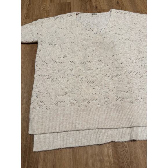 FREE PEOPLE Pointelle Ivory Pullover Oversized Sweater Size XS/S - Picture 3 of 11